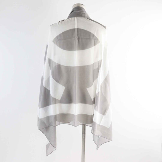 CHANEL Stall Main: 100% cotton Gray white Women Used Authentic
