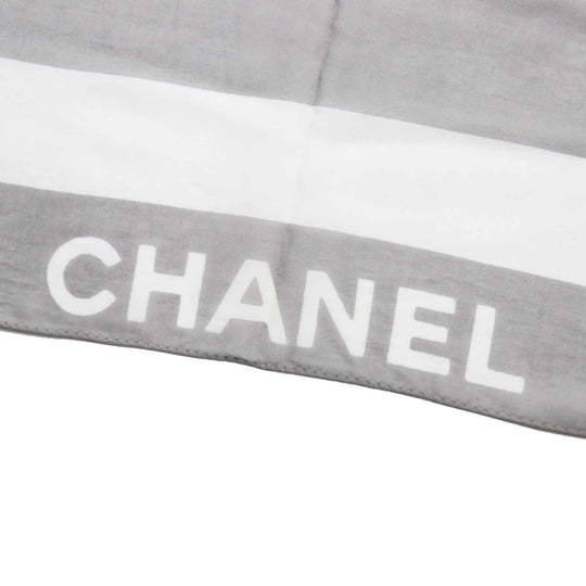 CHANEL Stall Main: 100% cotton Gray white Women Used Authentic