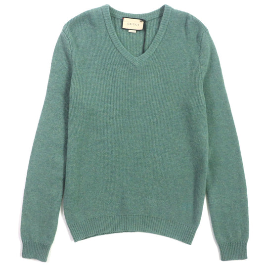 GUCCI sweater 715275 Outer: 100% wool, Part: 98% wool, Part: 1% polyurethane, Part: 1% nylon, Part: 50% acrylic green Sweater mens S Used Authentic