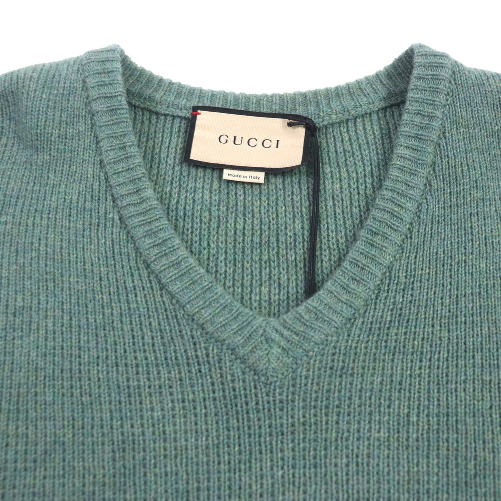 GUCCI sweater 715275 Outer: 100% wool, Part: 98% wool, Part: 1% polyurethane, Part: 1% nylon, Part: 50% acrylic green Sweater mens S Used Authentic