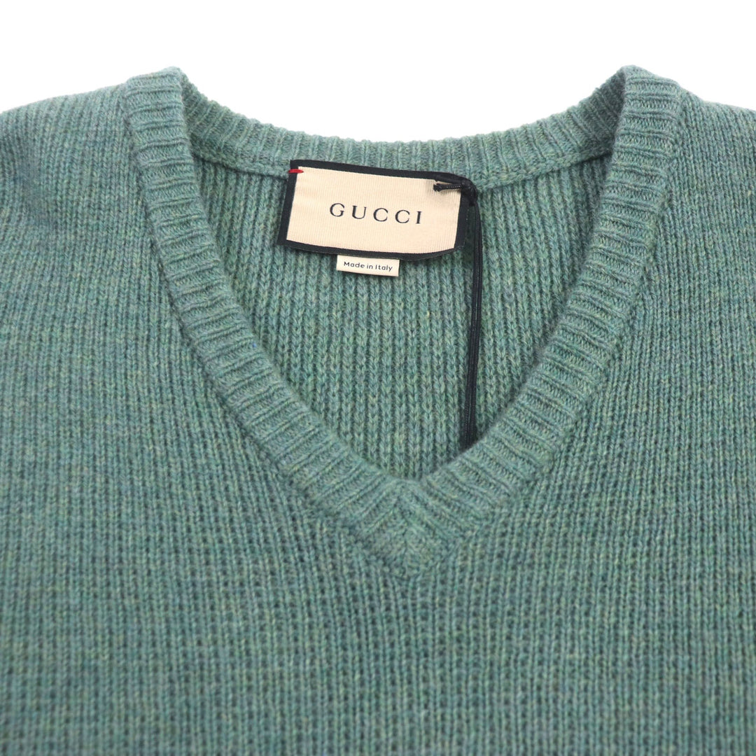GUCCI sweater 715275 Outer: 100% wool, Part: 98% wool, Part: 1% polyurethane, Part: 1% nylon, Part: 50% acrylic green Sweater mens S Used Authentic
