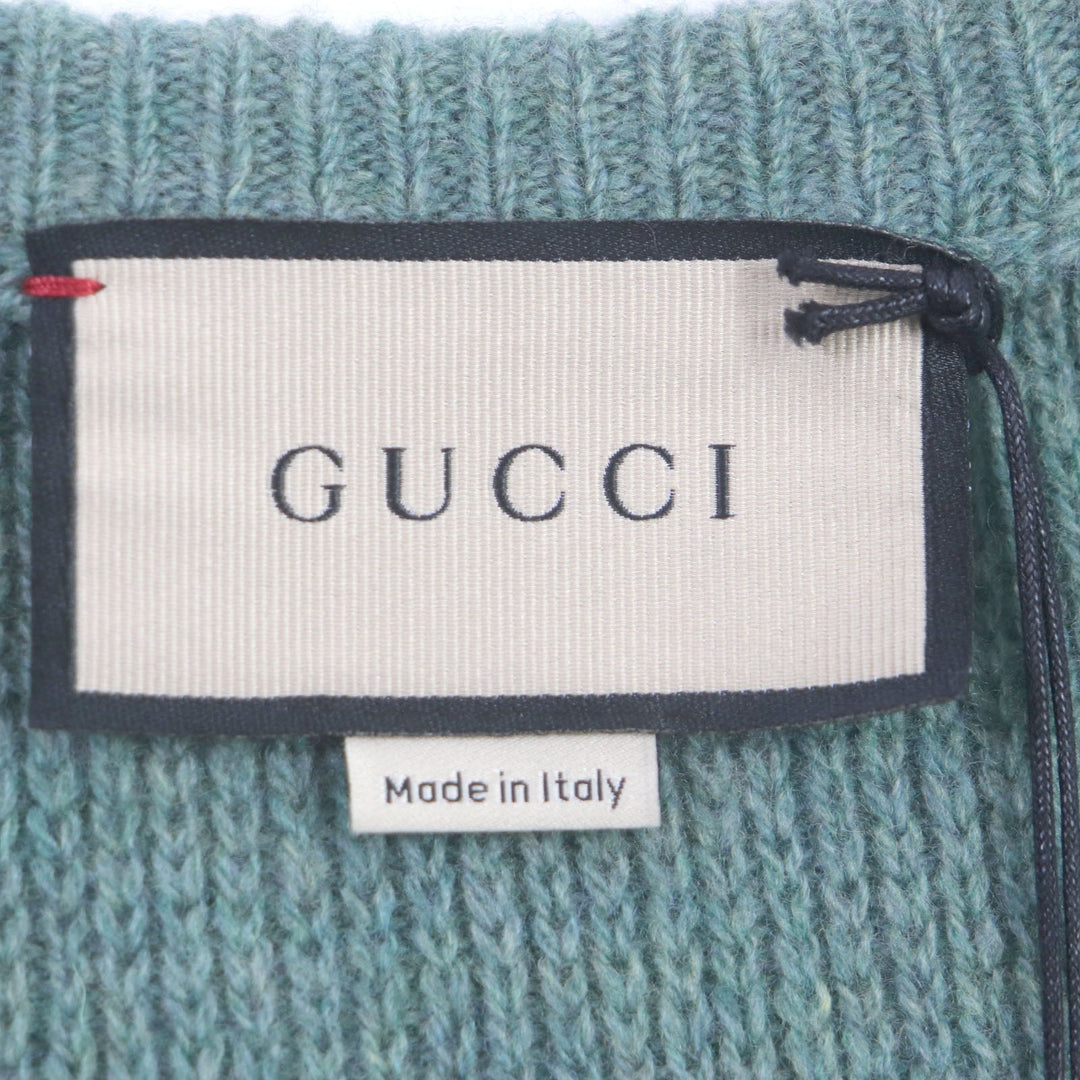 GUCCI sweater 715275 Outer: 100% wool, Part: 98% wool, Part: 1% polyurethane, Part: 1% nylon, Part: 50% acrylic green Sweater mens S Used Authentic