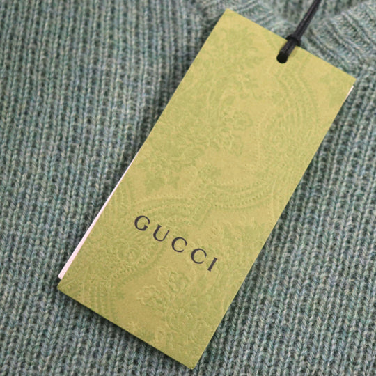 GUCCI sweater 715275 Outer: 100% wool, Part: 98% wool, Part: 1% polyurethane, Part: 1% nylon, Part: 50% acrylic green Sweater mens S Used Authentic