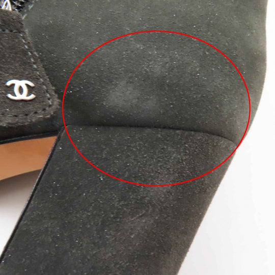 CHANEL short boots G29932 Main: Suede leather Charcoal Grey Glitter Women 37 1/2 C Used Authentic