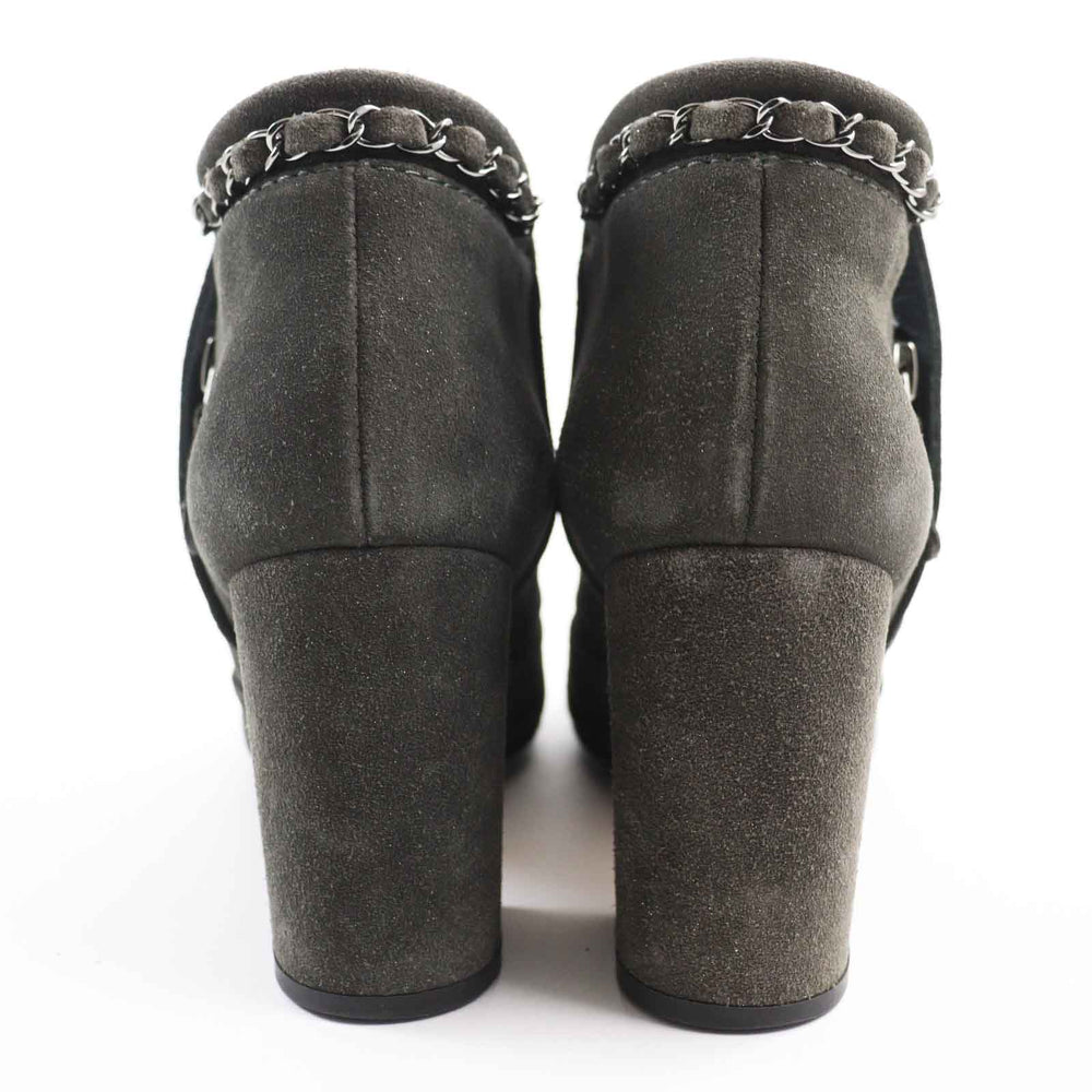 CHANEL short boots G29932 Main: Suede leather Charcoal Grey Glitter Women 37 1/2 C Used Authentic