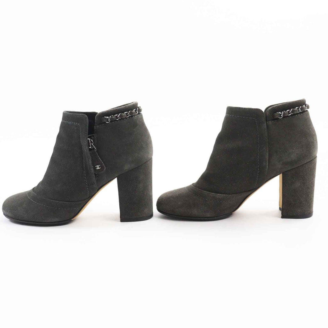 CHANEL short boots G29932 Main: Suede leather Charcoal Grey Glitter Women 37 1/2 C Used Authentic