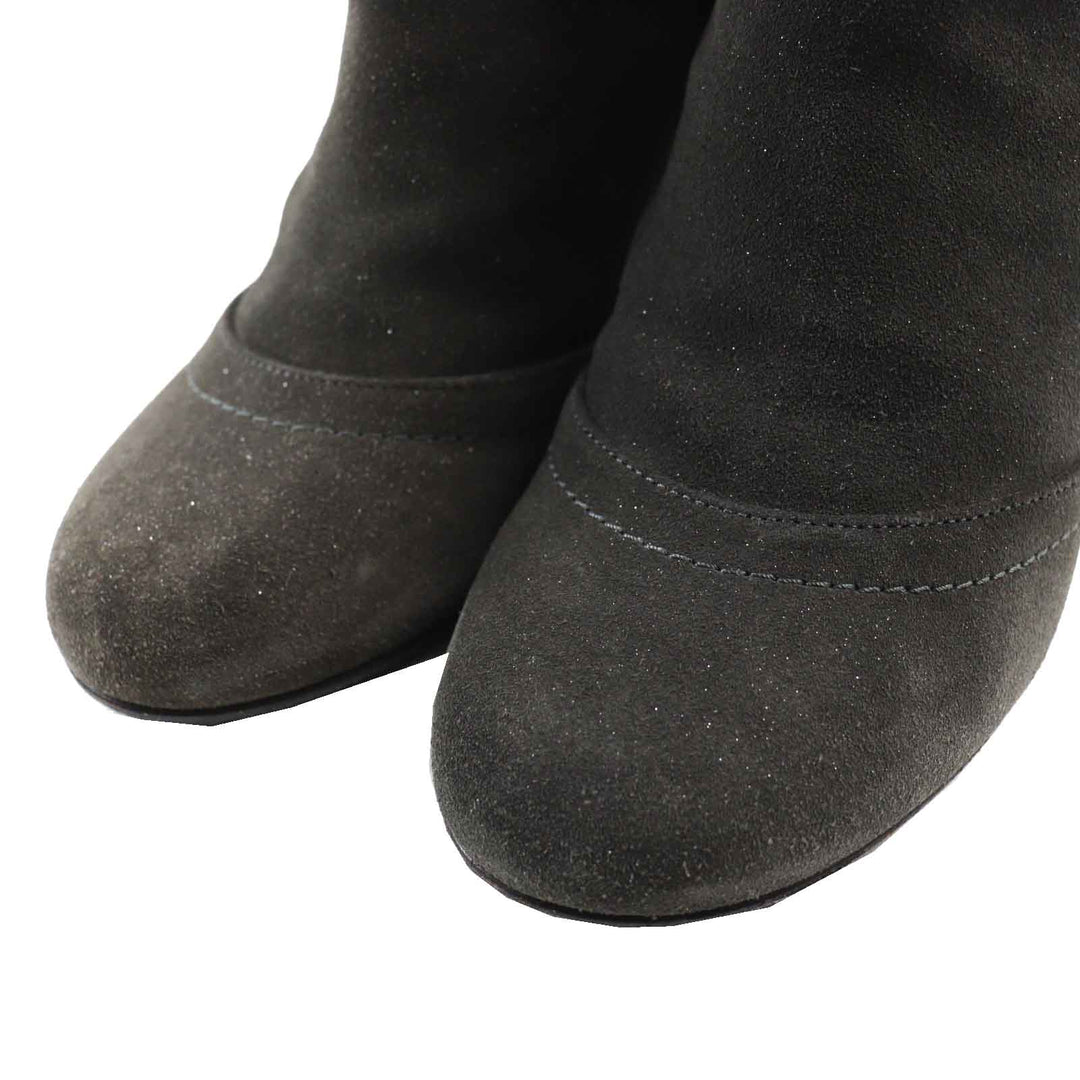 CHANEL short boots G29932 Main: Suede leather Charcoal Grey Glitter Women 37 1/2 C Used Authentic