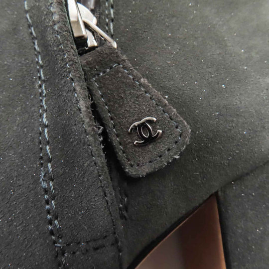 CHANEL short boots G29932 Main: Suede leather Charcoal Grey Glitter Women 37 1/2 C Used Authentic