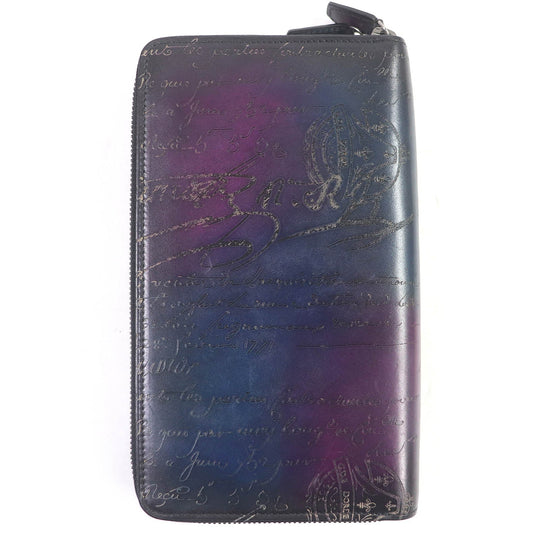 Berluti Long Wallet Purse Main: Leather Purple navy Tari mens Used Authentic