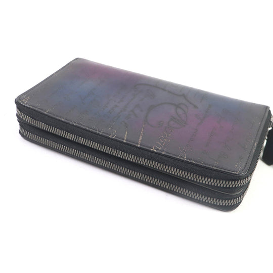 Berluti Long Wallet Purse Main: Leather Purple navy Tari mens Used Authentic