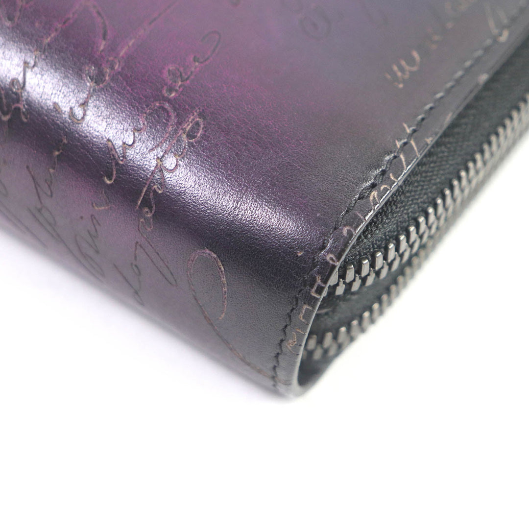 Berluti Long Wallet Purse Main: Leather Purple navy Tari mens Used Authentic