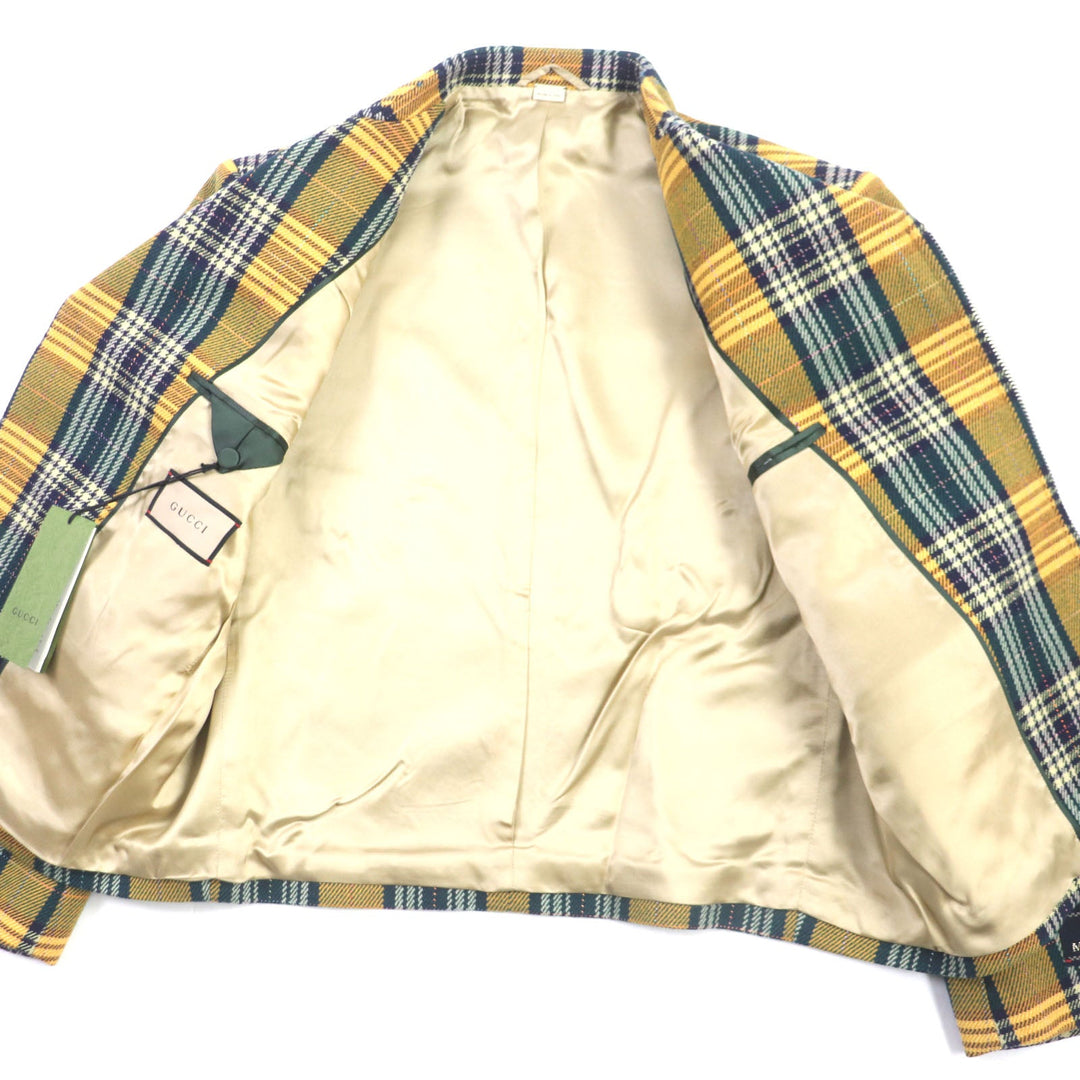 GUCCI Riders jacket 710795 Outer: 88% wool, Outer: 10% nylon, Outer: 2% rayon, Lining: 100% rayon, Sleeve lining: 100% cupra yellow-green METAMORFOSI mens 46 Used Authentic