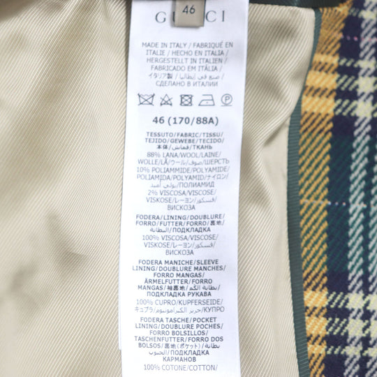 GUCCI Riders jacket 710795 Outer: 88% wool, Outer: 10% nylon, Outer: 2% rayon, Lining: 100% rayon, Sleeve lining: 100% cupra yellow-green METAMORFOSI mens 46 Used Authentic