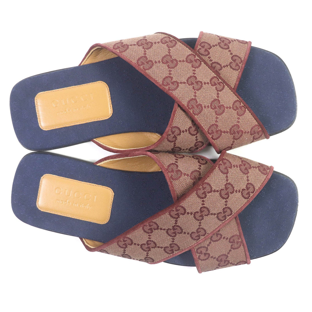 GUCCI Sandals 574863 Part: GG canvas, Part: Leather Brown type mens 9 Used Authentic