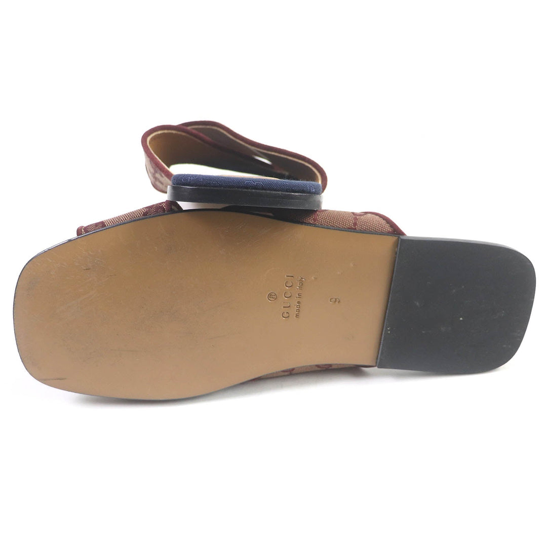 GUCCI Sandals 574863 Part: GG canvas, Part: Leather Brown type mens 9 Used Authentic