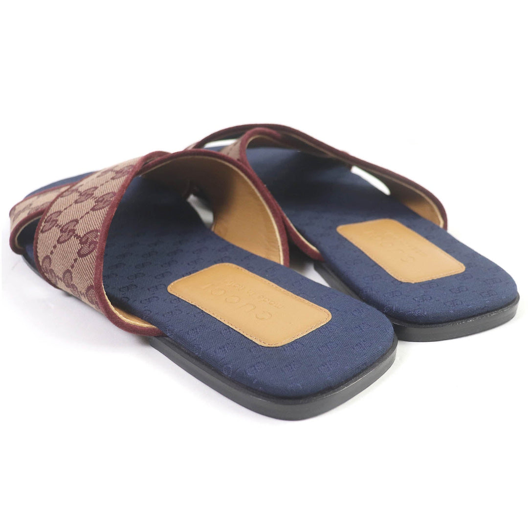GUCCI Sandals 574863 Part: GG canvas, Part: Leather Brown type mens 9 Used Authentic