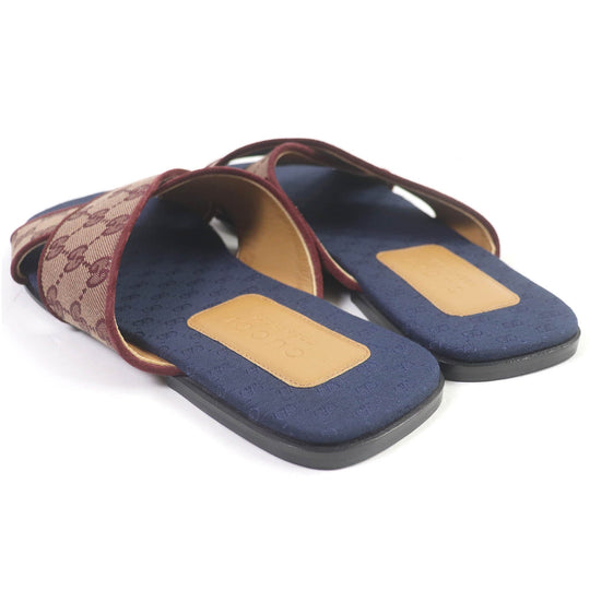 GUCCI Sandals 574863 Part: GG canvas, Part: Leather Brown type mens 9 Used Authentic