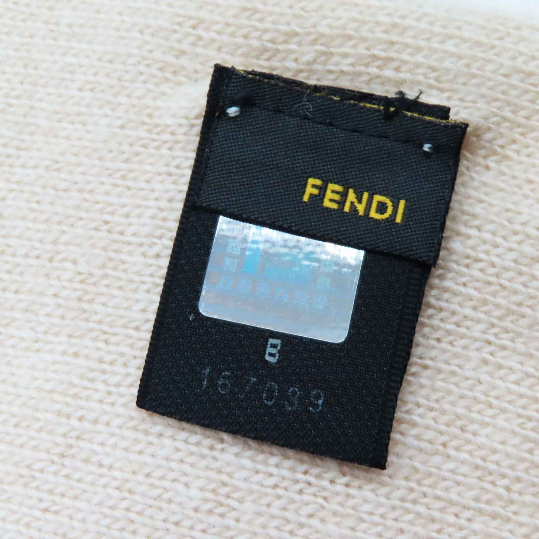 FENDI Scarf Main: 47% wool, Main: 30% viscose, Main: 15% nylon, Main: 8% cashmere Ivory beige Women Used Authentic