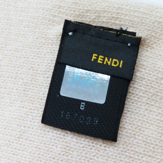 FENDI Scarf Main: 47% wool, Main: 30% viscose, Main: 15% nylon, Main: 8% cashmere Ivory beige Women Used Authentic