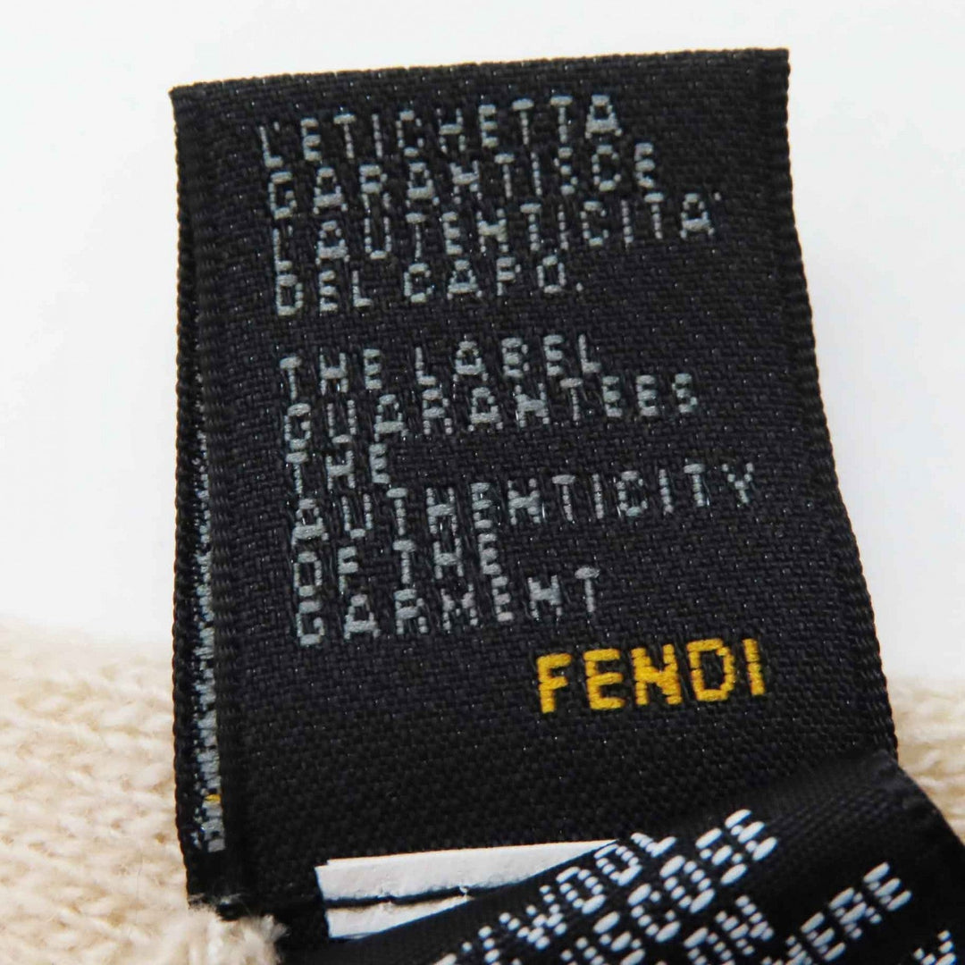FENDI Scarf Main: 47% wool, Main: 30% viscose, Main: 15% nylon, Main: 8% cashmere Ivory beige Women Used Authentic