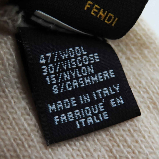 FENDI Scarf Main: 47% wool, Main: 30% viscose, Main: 15% nylon, Main: 8% cashmere Ivory beige Women Used Authentic