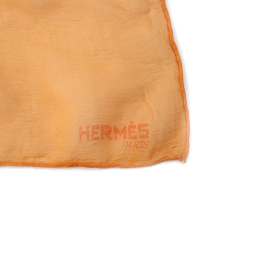 HERMES Stall Main: 100% silk Yellow orange Women Used Authentic