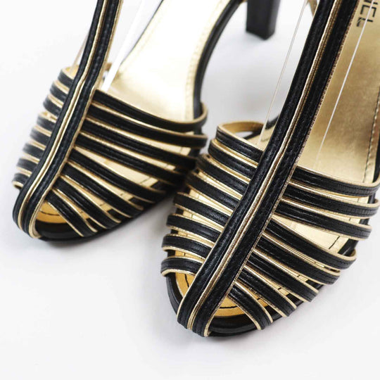 CHANEL pumps G37381 Main: Leather Black gold Women 36 Used Authentic