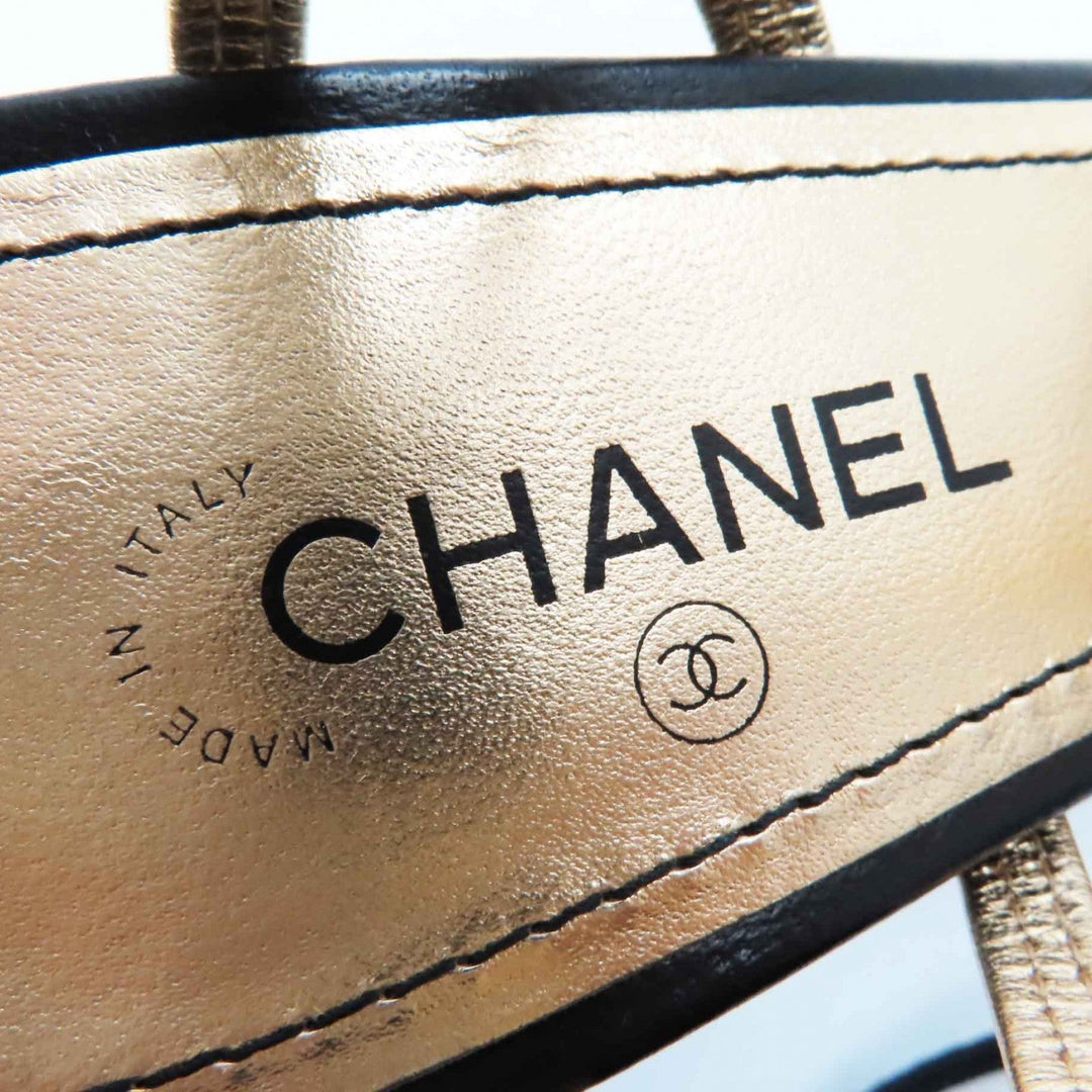 CHANEL pumps G37381 Main: Leather Black gold Women 36 Used Authentic
