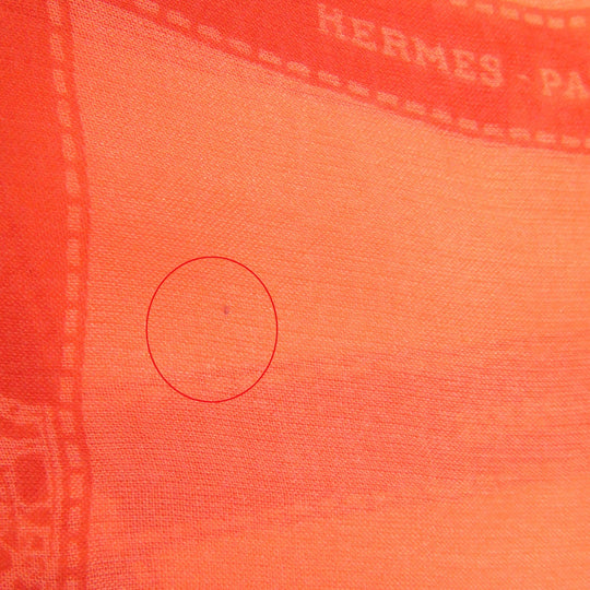 HERMES shawl Main: 100% silk Orange Women Used Authentic