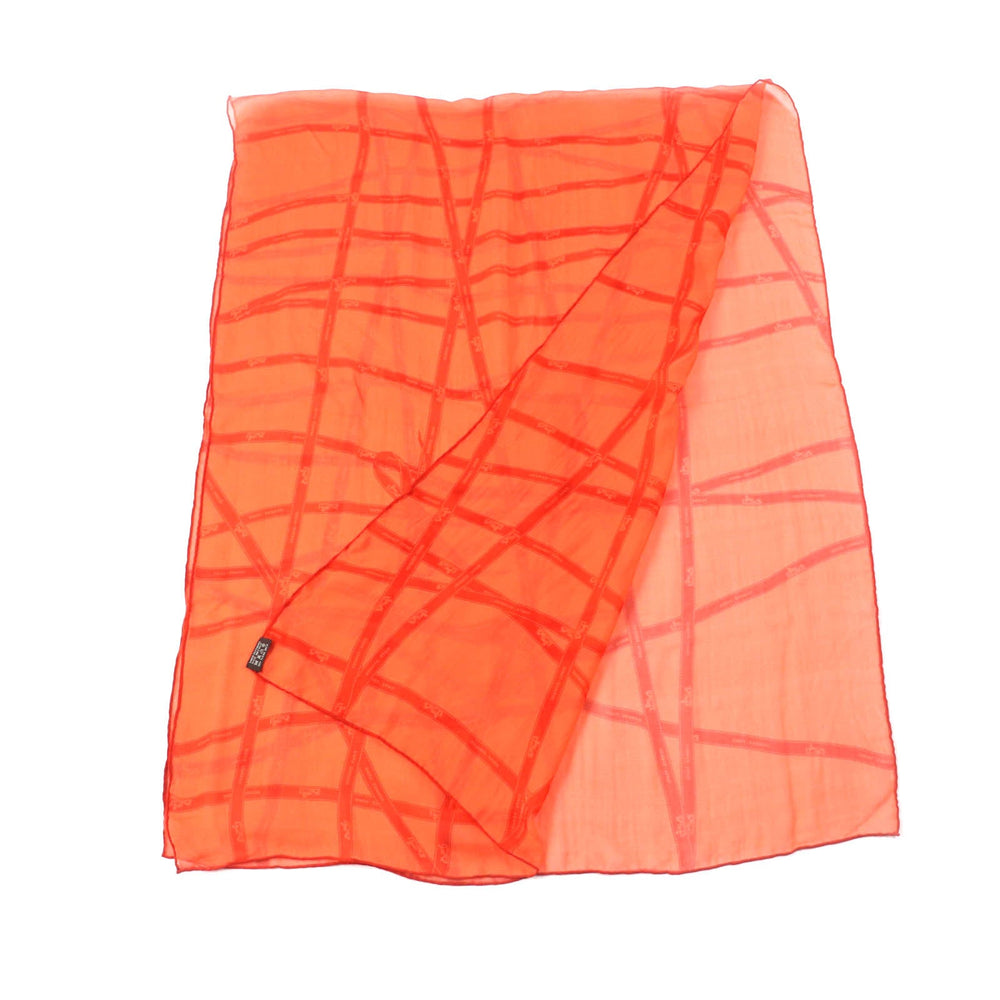 HERMES shawl Main: 100% silk Orange Women Used Authentic