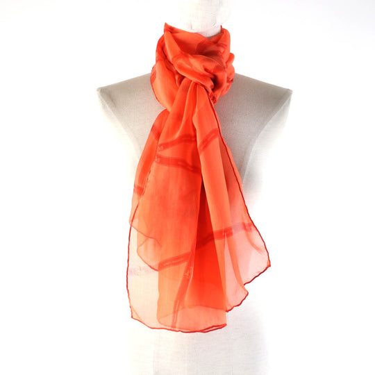 HERMES shawl Main: 100% silk Orange Women Used Authentic