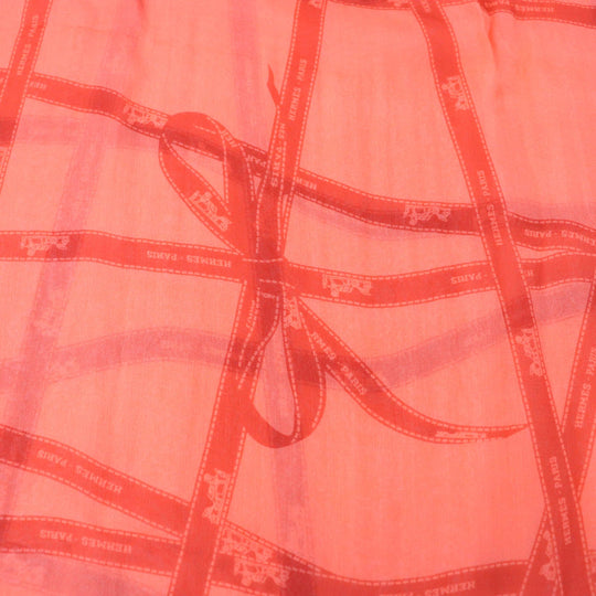 HERMES shawl Main: 100% silk Orange Women Used Authentic