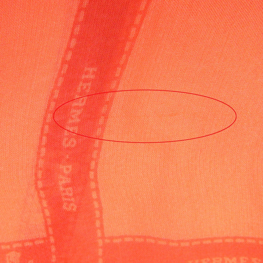 HERMES shawl Main: 100% silk Orange Women Used Authentic