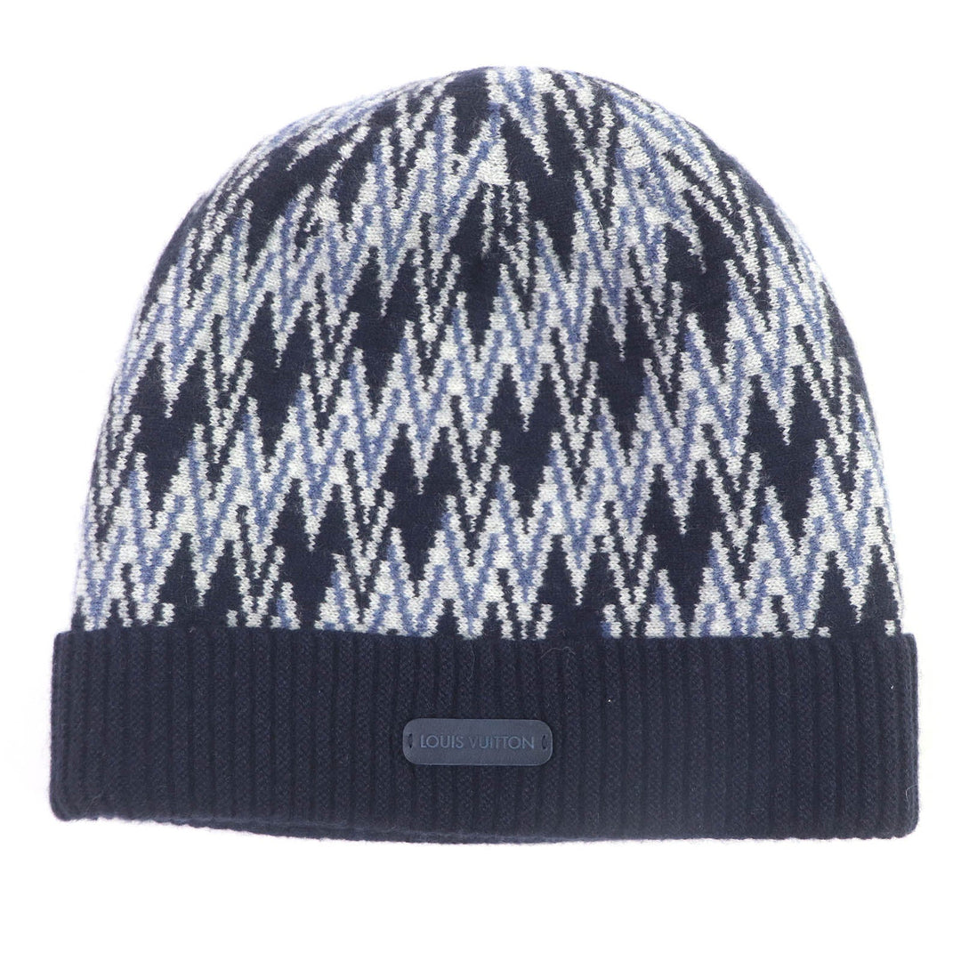 LOUIS VUITTON Knit cap M70542 Main: 100% cashmere, part: leather Navy mens Used Authentic