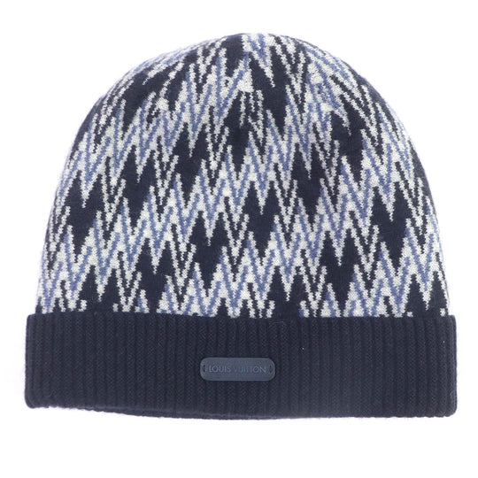 LOUIS VUITTON Knit cap M70542 Main: 100% cashmere, part: leather Navy mens Used Authentic