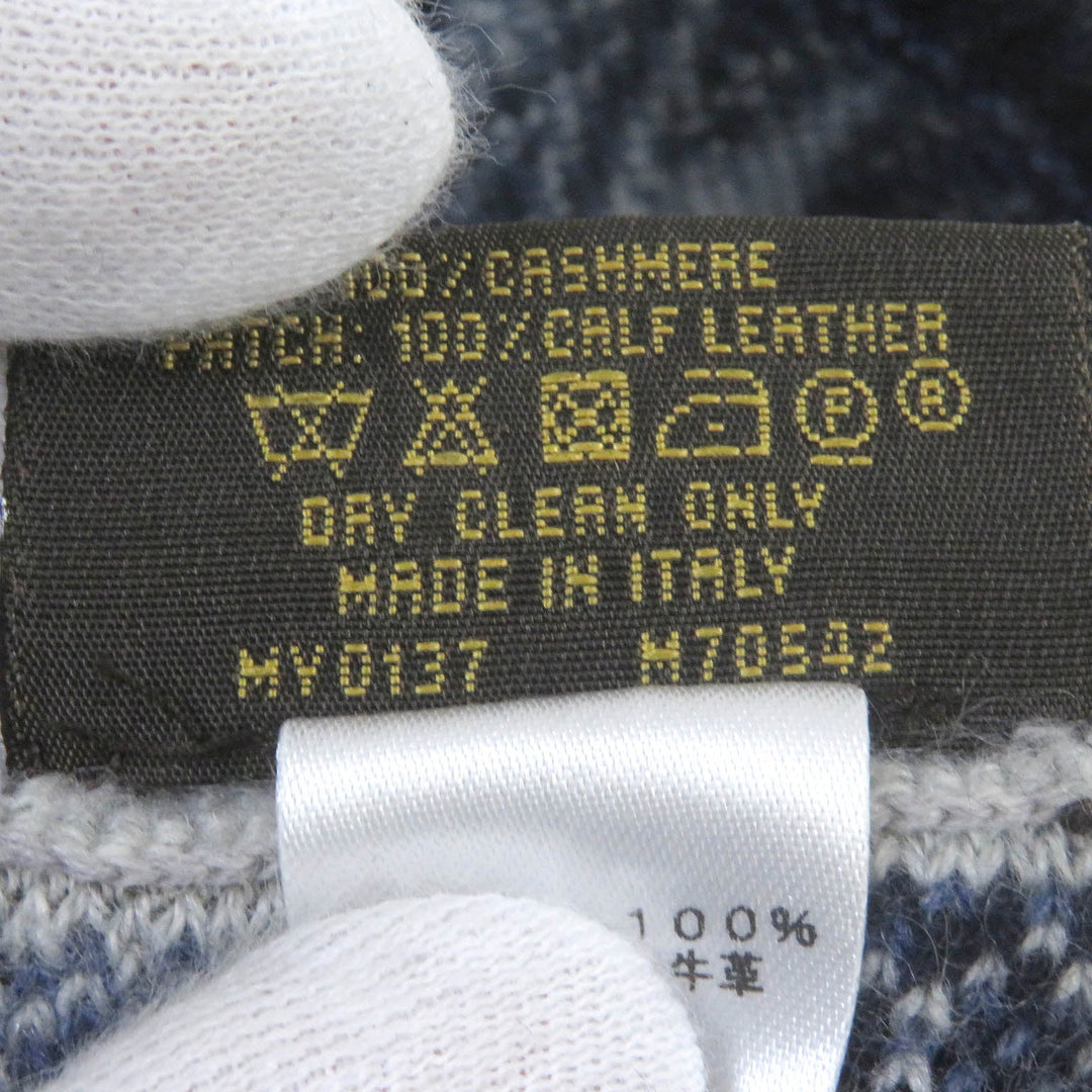LOUIS VUITTON Knit cap M70542 Main: 100% cashmere, part: leather Navy mens Used Authentic