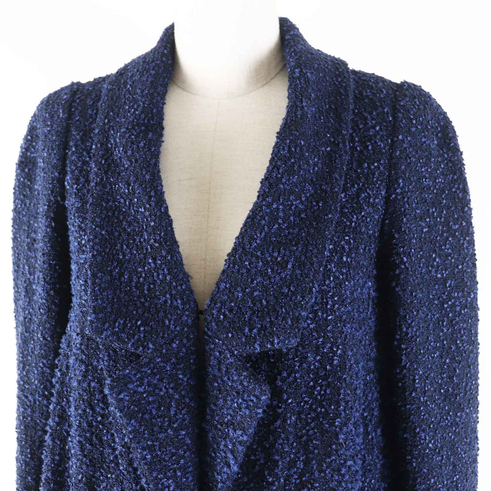 CHANEL coat P53864 Outer material: 35% nylon, Outer material: 34% polyester, Outer material: 31% cotton, Lining: 100% silk Blue navy Women 36 Used Authentic
