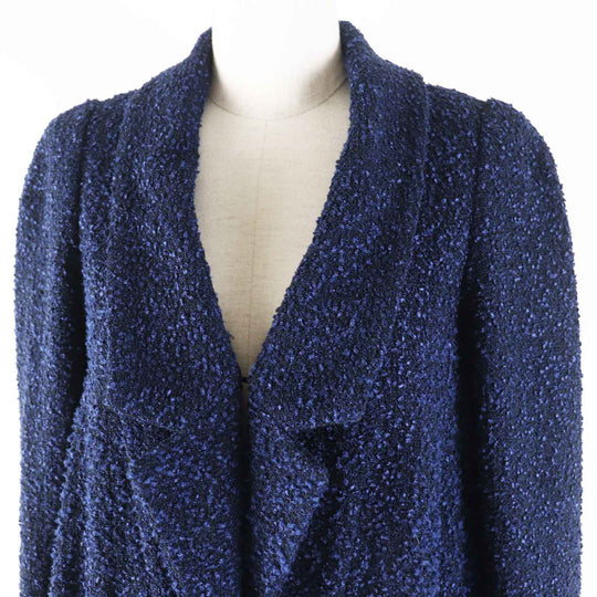 CHANEL coat P53864 Outer material: 35% nylon, Outer material: 34% polyester, Outer material: 31% cotton, Lining: 100% silk Blue navy Women 36 Used Authentic