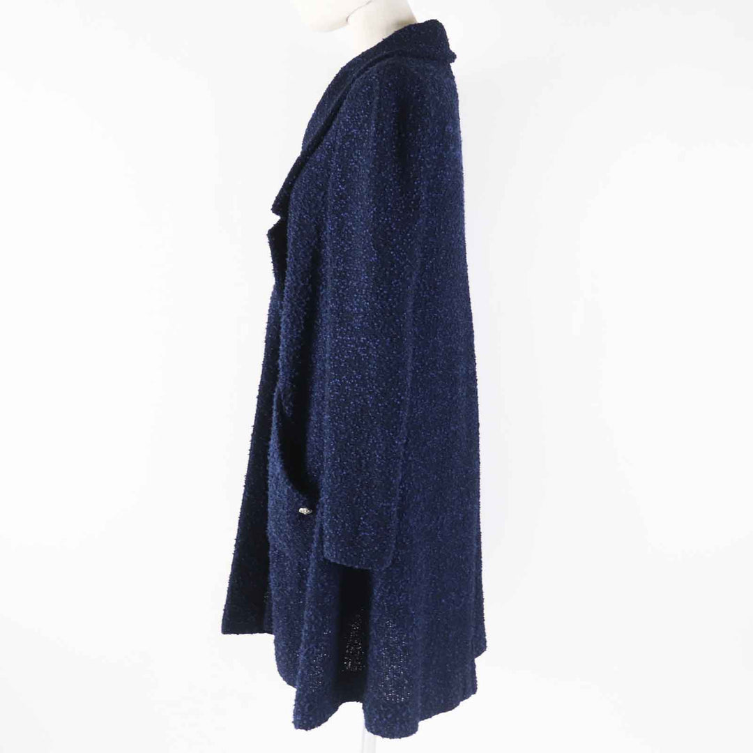 CHANEL coat P53864 Outer material: 35% nylon, Outer material: 34% polyester, Outer material: 31% cotton, Lining: 100% silk Blue navy Women 36 Used Authentic