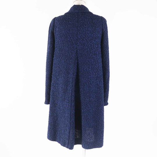 CHANEL coat P53864 Outer material: 35% nylon, Outer material: 34% polyester, Outer material: 31% cotton, Lining: 100% silk Blue navy Women 36 Used Authentic