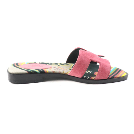 HERMES Sandals Main: Suede leather pink Oran Women 36 Used Authentic