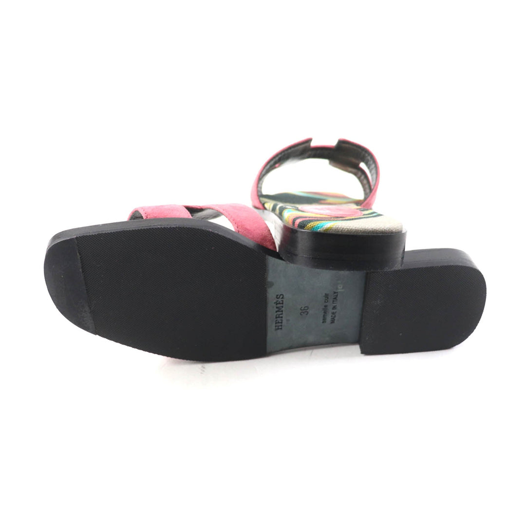 HERMES Sandals Main: Suede leather pink Oran Women 36 Used Authentic