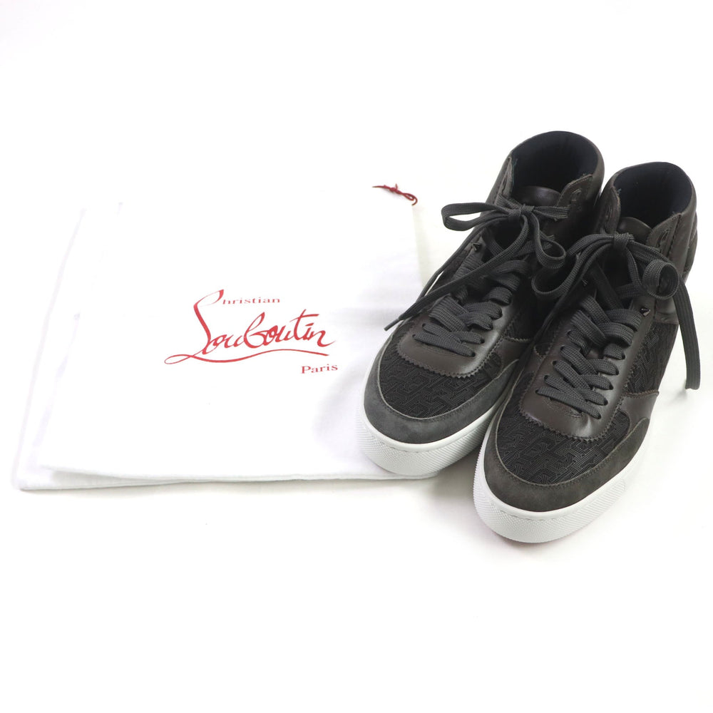 Christian Louboutin High cut sneakers Main: Leather, Main: Suede leather, Main: Rubber Khaki Brown mens 42 Used Authentic