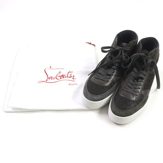 Christian Louboutin High cut sneakers Main: Leather, Main: Suede leather, Main: Rubber Khaki Brown mens 42 Used Authentic