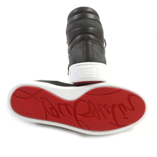 Christian Louboutin High cut sneakers Main: Leather, Main: Suede leather, Main: Rubber Khaki Brown mens 42 Used Authentic