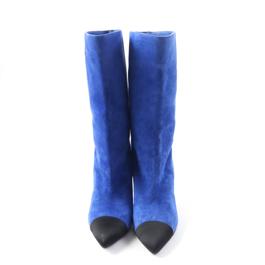 CHANEL short boots G33119 Main: suede leather, part: satin blue-black GABRIEIIE COCO Women 35 Used Authentic