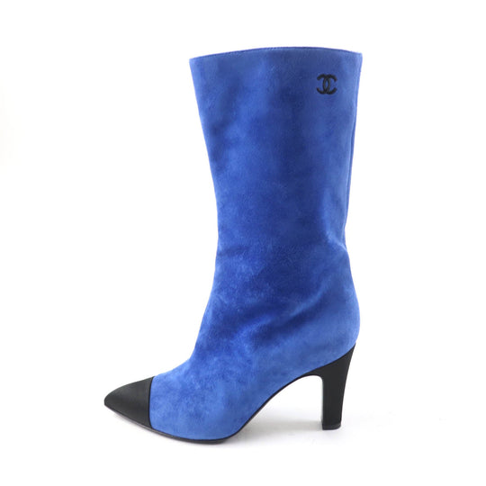 CHANEL short boots G33119 Main: suede leather, part: satin blue-black GABRIEIIE COCO Women 35 Used Authentic