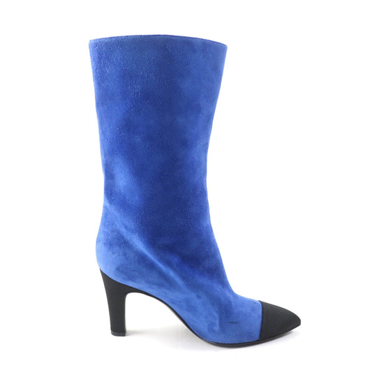 CHANEL short boots G33119 Main: suede leather, part: satin blue-black GABRIEIIE COCO Women 35 Used Authentic