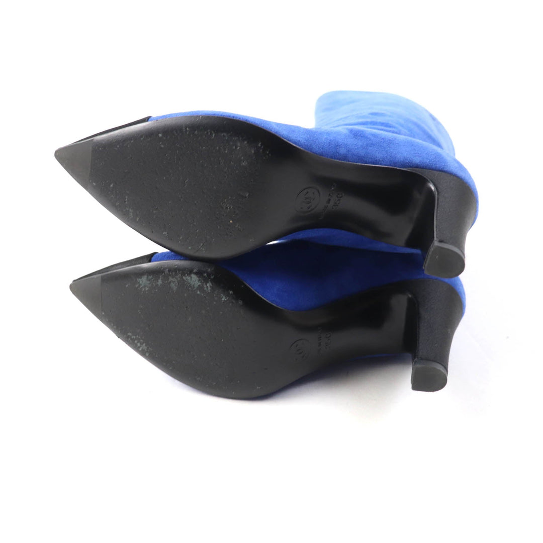 CHANEL short boots G33119 Main: suede leather, part: satin blue-black GABRIEIIE COCO Women 35 Used Authentic