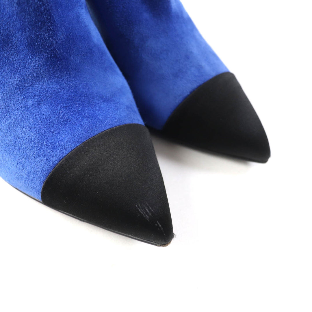 CHANEL short boots G33119 Main: suede leather, part: satin blue-black GABRIEIIE COCO Women 35 Used Authentic